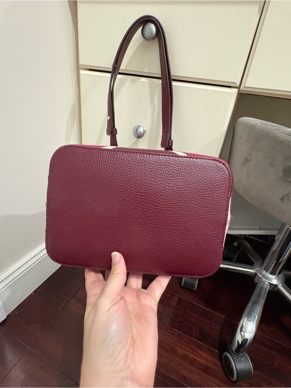 kate spade Chevron Colorblock Leather Shoulder Bag in Burgundy & Pink - Picture 4 of 6